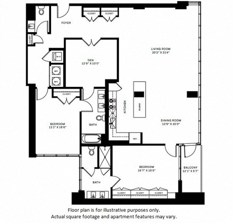 Floor plan for 2 beds, 2.5 baths, 1938 sqft