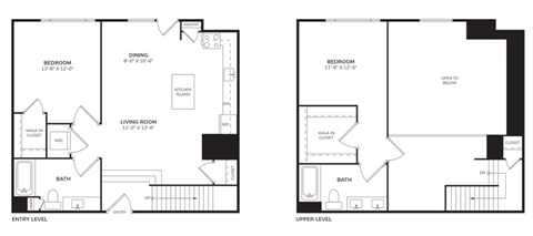 Floor plan for 2 beds, 2 baths, 1664 sqft