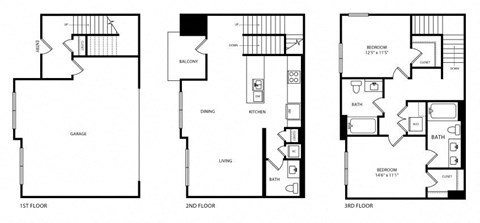 Floor plan for 2 beds, 2 baths, 1408 sqft