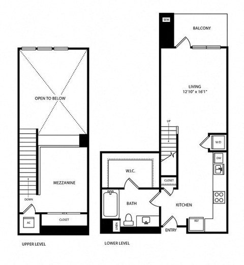Floor plan for studio, 1 bath, 802 sqft
