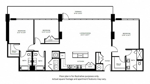 Floor plan for 3 beds, 3 baths, 1772 sqft