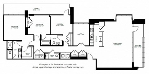 Floor plan for 3 beds, 2.5 baths, 2060 sqft