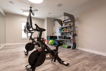 Private yoga studio and peloton bikes