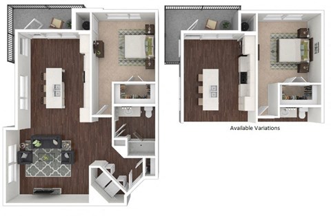 Floor plan for 1 bed, 1 bath, 805 sqft
