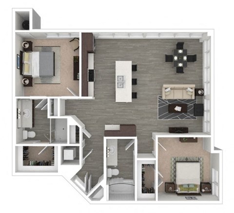 Floor plan for 2 beds, 2 baths, 1176 sqft