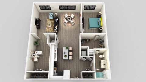 Floor plan for 1 bed, 1 bath, 1080 sqft