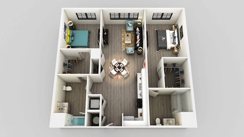 Floor plan for 2 beds, 2 baths, 1080 sqft