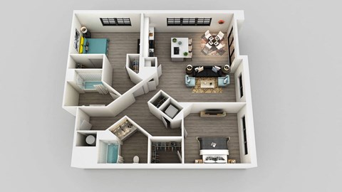 Floor plan for 2 beds, 2 baths, 1164 sqft