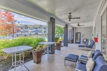 Spacious outdoor clubhouse seating