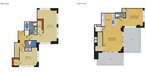 Floor plan for 2 beds, 2.5 baths, 1415 sqft