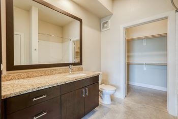 Custom framed mirrors and oversized soaking tubs