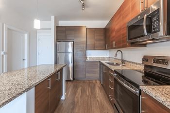 All-electric kitchen with stainless steel appliances