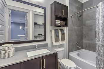 Modern vanity in bathroom