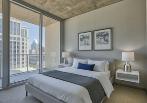 Dallas apartment for rent - Spacious bedroom with large windows at Glass House Dallas, Texas