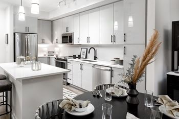 Sleek stainless steel appliances 