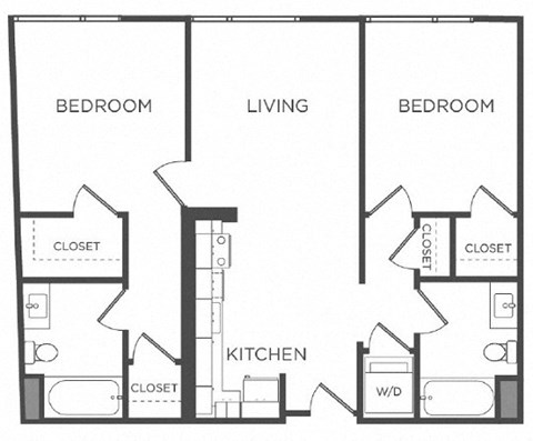 Floor plan for 2 beds, 2 baths, 1018 sqft