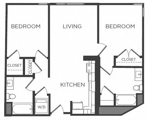 Floor plan for 2 beds, 2 baths, 1011 sqft