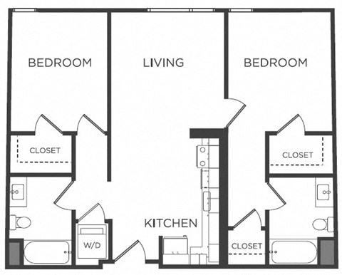 Floor plan for 2 beds, 2 baths, 1012 sqft