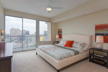 Large windows in bedroom