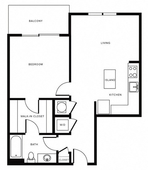Floor plan for 1 bed, 1 bath, 759 sqft