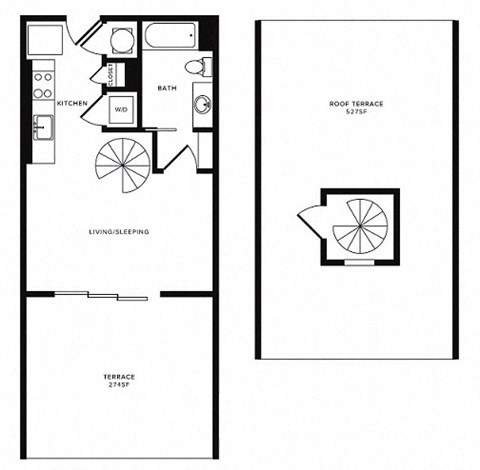 Floor plan for studio, 1 bath, 476 sqft