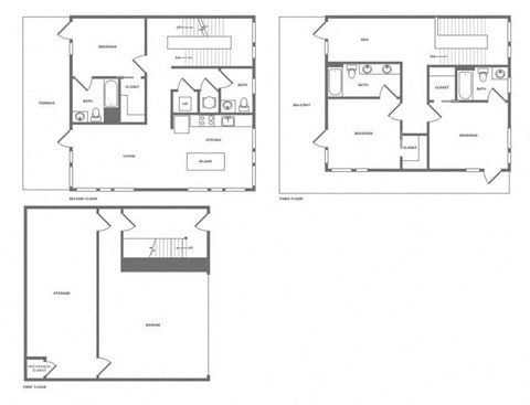 Floor plan for 3 beds, 3.5 baths, 2016 sqft