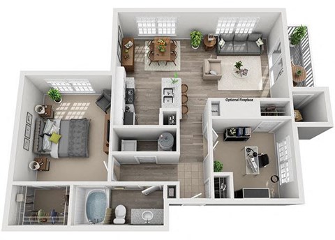 Floor plan for 2 beds, 1 bath, 912 sqft