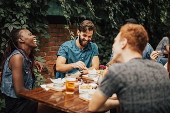 Friends having a dinner