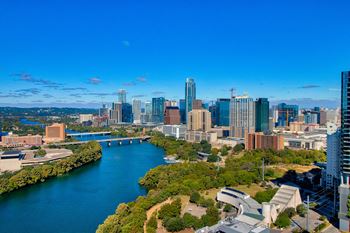 Spectacular views of the austin skyline and lady bird lake