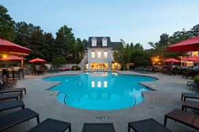 Johns Creek apartment for rent - Pool at dusk at Windsor Johns Creek, 11201 State Bridge Road, GA