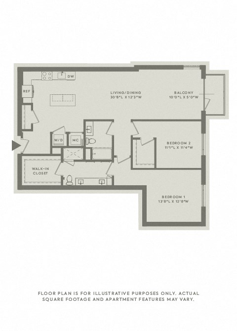 Floor plan for 2 beds, 2 baths, 1456 sqft