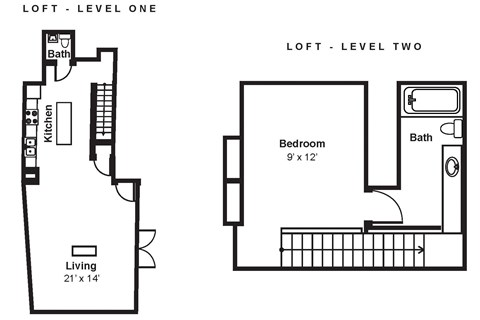 Floor plan for 1 bed, 1 bath, 847 sqft