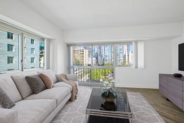 Los Angeles apartment for rent - a living room with a couch and a coffee table