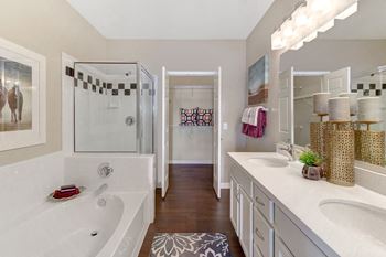 Modelhomes-double vanities and large soaking tubs in select bathrooms
