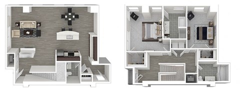 Floor plan for 2 beds, 2.5 baths, 1909 sqft