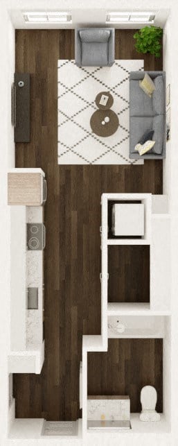 Floor plan for studio, 1 bath, 482 sqft