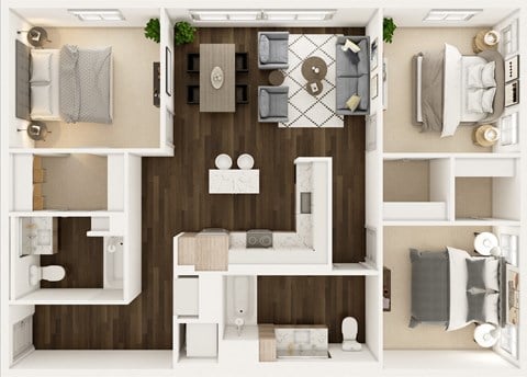 Floor plan for 3 beds, 2 baths, 1218 sqft