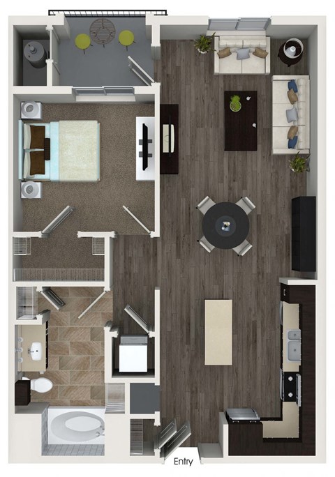 Floor plan for 1 bed, 1 bath, 828 sqft
