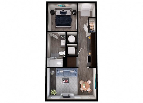Floor plan for studio, 1 bath, 551 sqft