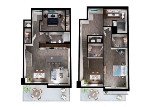 Floor plan for 2 beds, 2 baths, 1782 sqft