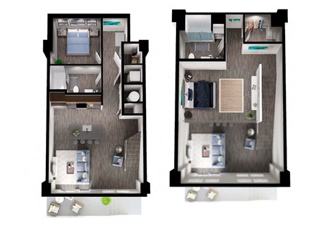 Floor plan for 2 beds, 2 baths, 1203 sqft