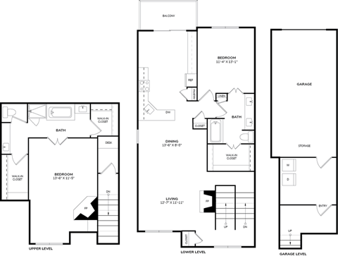 Floor plan for 2 beds, 2 baths, 1434 sqft