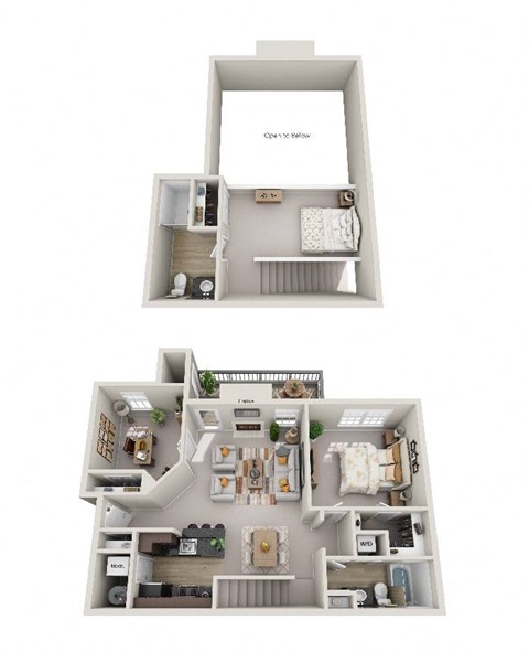 Floor plan for 1 bed, 2 baths, 1128 sqft
