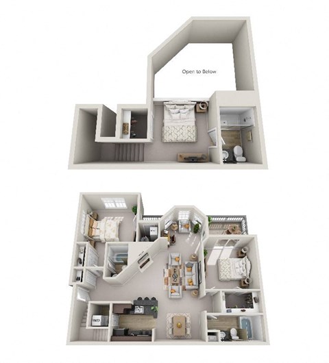 Floor plan for 2 beds, 3 baths, 1350 sqft