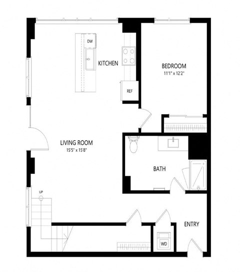 Floor plan for 2 beds, 2 baths, 1528 sqft
