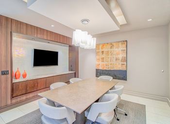 Gourmet kitchen with private dining room
