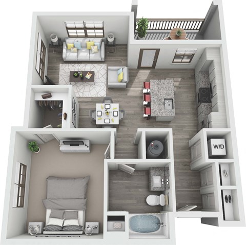 Floor plan for 1 bed, 1 bath, 800 sqft