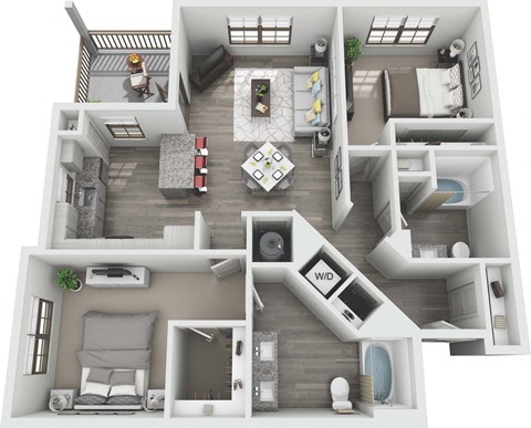 Floor plan for 2 beds, 2 baths, 1120 sqft