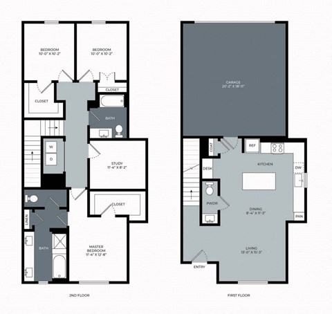 Floor plan for 3 beds, 2.5 baths, 1797 sqft