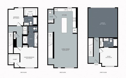 Floor plan for 3 beds, 3.5 baths, 1897 sqft